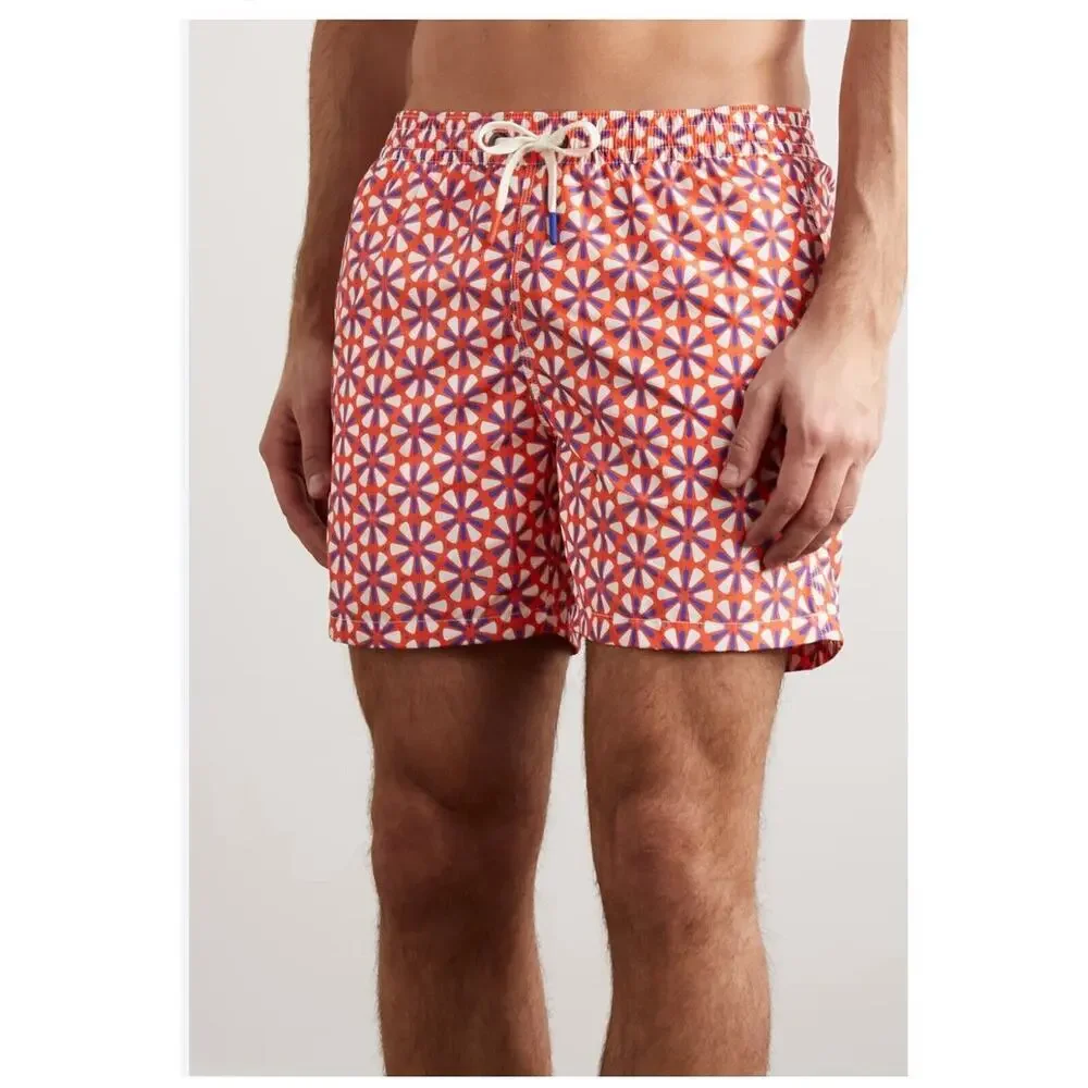 Straight-Leg Mid-Length Printed Swim Shorts Size Small T1188